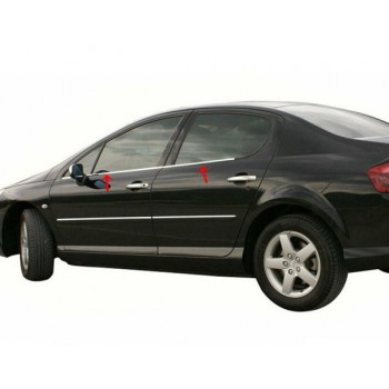 Наружняя окантовка стекол (4 шт, нерж) Carmos - Турецкая сталь для Peugeot 407 Наружняя окантовка стекол (4 шт, нерж) Carmos - Турецкая сталь для Peugeot 407