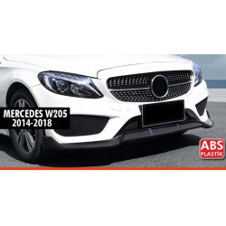 Накладка на передний бампер DPT V1 (2014-2018, только для AMG-Line, черный глянец) для Mercedes C-сlass W205