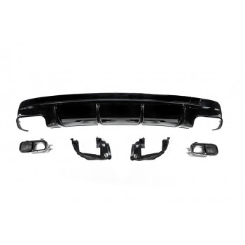 Задний диффузор Black (дизайн CLA45 с насадками) для Mercedes CLA C117 2013-2019 гг