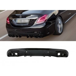 Задний диффузор с насадками (Дизайн C43) для Mercedes C-сlass W205 2014-2021 гг