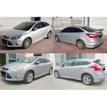 Боковые пороги DPT (2011-2014, черный глянец) для Ford Focus III