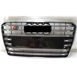 Передня решітка S-Style з написом Quattro (2010-2014, чорна з хромом) для Ауди A7 рр
