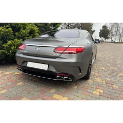 Задний диффузор с насадками Silver (2018-2020, Дизайн S-COUPE63) для Mercedes S-class C217 Coupe
