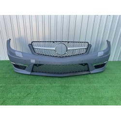 Передній бампер 2011-2014 AMG C63 з решіткою Diamond Silver для Mercedes C-class W204 рр
