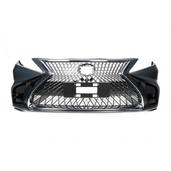 Передний бампер Lexus LS style в собранном виде для Toyota Camry 2018-2023 гг