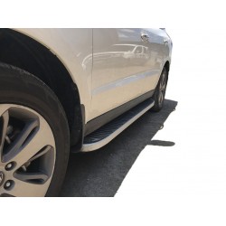 Боковые пороги Tayga Grey (2 шт., алюминий) для Hyundai Santa Fe 2 2006-2012 гг