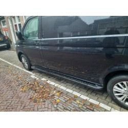 Боковые пороги Allmond Black (2 шт., алюминий) Длинная база для Volkswagen T6