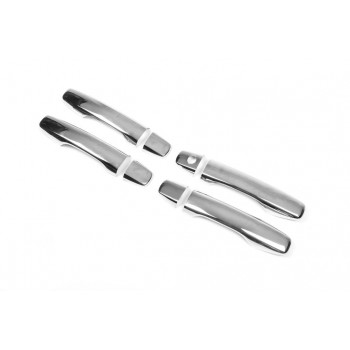 Накладки на ручки 2008-2015 (4 шт, нерж) Без места под кнопку, Carmos - Турецкая сталь. для Toyota Land Cruiser 200