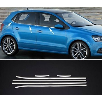 Окантовка стекол HB (6 шт, нерж) для Volkswagen Polo 2010-2017 гг