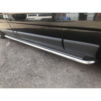 Бокові пороги Premium (2 шт., нерж.) 60 мм, довга база для Nissan Primastar 2002-2014 рр