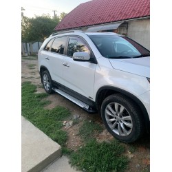 Бокові пороги Allmond Grey (2 шт., алюм.) 2013-2016 для Kia Sorento II XM рр
