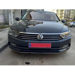 Накладка на фары и полоска (3 шт, нерж) OmsaLine - Итальянская нержавейка для Volkswagen Passat B8 2015-2023 гг