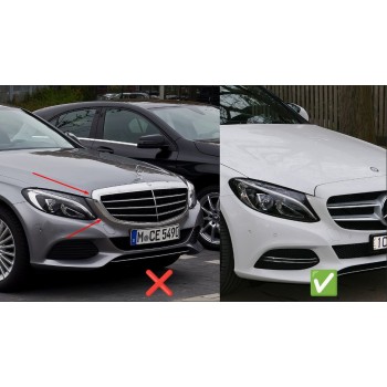 Передняя решетка Diamond Silver 2018-2025, без камеры для Mercedes C-сlass W205