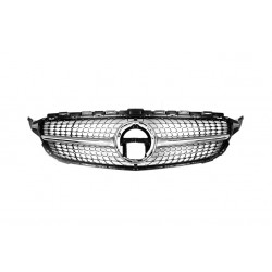 Передняя решетка Diamond Silver 2018-2025, с камерой для Mercedes C-сlass W205