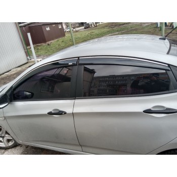 Ветровики с хромом SD (4 шт, Niken) для Hyundai Accent 2011-2017 гг
