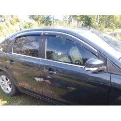 Ветровики с хромом SD/HB (4 шт, Niken) для Ford Focus II 2005-2008 гг