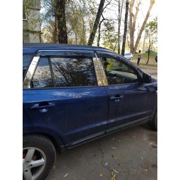 Молдинг дверних стійок (6 шт, нерж.) для Hyundai Santa Fe 2 2006-2012 рр