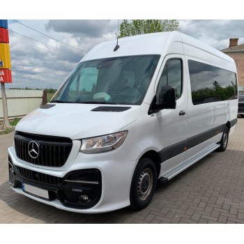 Боковые пороги Maya V2 (2 шт., алюминий) Средняя база – задний привод для Mercedes Sprinter W907/W910 2018- гг