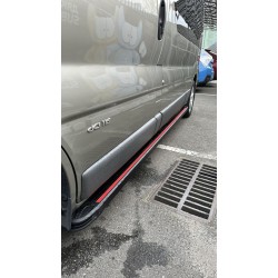 Боковые пороги Maya Red-Black (2 шт., алюминий) Длинная база для Opel Vivaro 2001-2015 гг