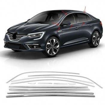 Полная окантовка стекол (Sedan, 12 шт, нерж.) Carmos - Турецкая сталь для Renault Megane IV 2016-2025 гг