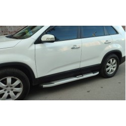 Боковые пороги Mevsim Grey (2 шт., алюминий) 2013-2016 для Kia Sorento II XM