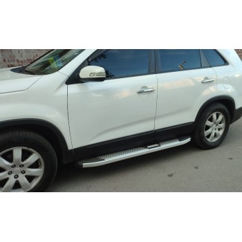 Боковые пороги Mevsim Grey (2 шт., алюминий) 2013-2016 для Kia Sorento II XM