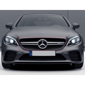Передняя решетка AMG Silver 2014-2018, без камеры для Mercedes C-сlass W205