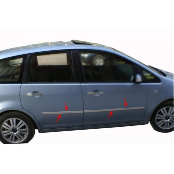 Молдинг дверний (4 шт, нерж) OmsaLine - Італійська нержавійка для Ford Focus II 2005-2008 рр
