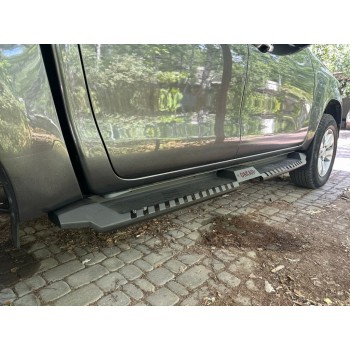 Бокові пороги Dakar V2 з LED (2 шт, метал) для Toyota Hilux 2015- рр