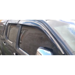 Ветровики с хромом (4 шт, Sunplex Chrome) для Nissan Navara 2006-2015 гг