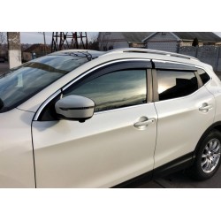 Ветровики с хромом (4 шт, Sunplex Chrome) для Nissan Qashqai 2014-2021 гг