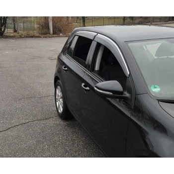 Ветровики с хромом (4 шт, Sunplex Chrome) для Volkswagen Golf 5