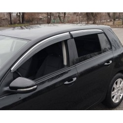 Ветровики с хромом HB (4 шт, Sunplex Chrome) для Volkswagen Golf 6