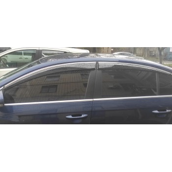 Ветровики с хромом SD (4 шт, Sunplex Chrome) для Volkswagen Passat B6 2006-2012 гг
