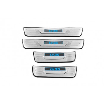 Накладки на пороги Libao LED (4 шт, нерж) для Hyundai IX-35 2010-2015 гг