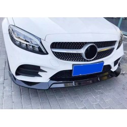 Передняя лип юбка V2 1234 Upgrade (черная, 2018-2021) для Mercedes C-сlass W205