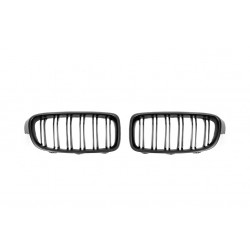 Решетка-ноздри (2 шт, Black Mat) для BMW 3 серия F-30/31/34 2012-2019 гг
