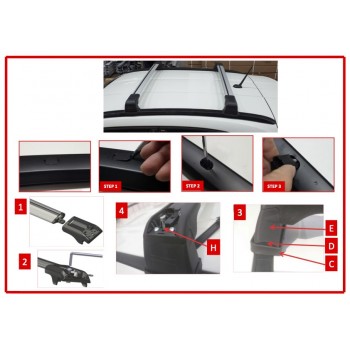 Поперечены в штатные рейлинги под ключ Wingbar V3 (2 шт) Черные для Fiat 500X