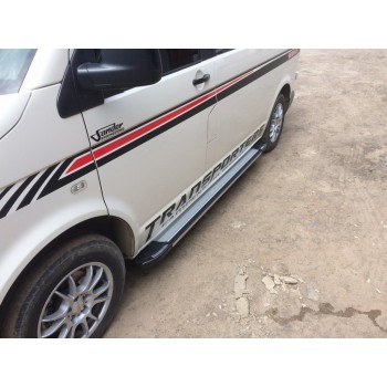 Боковые пороги Rainbow (2 шт, алюм) Длинная база для Volkswagen T5 Caravelle 2004-2010 гг