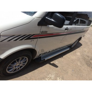 Боковые пороги Line-тип (2 шт, алюм) Короткая база для Volkswagen T5 Multivan 2003-2010 гг