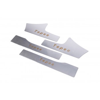 Накладки на внутрішні пороги Carmos (нерж) 4 шт, Carmos - Турецька сталь для Peugeot Partner Tepee 2008-2018 рр