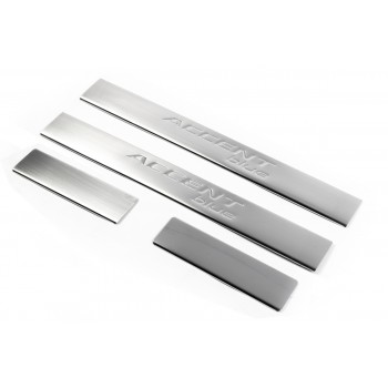 Накладки на пороги OmsaLine Accent Blue (4 шт, нерж) для Hyundai Accent 2011-2017 рр