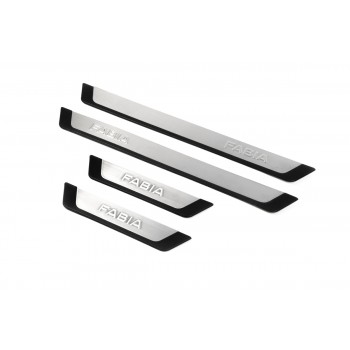 Накладки на пороги OmsaLine-Flexill (4 шт) для Skoda Fabia 2014-2021 гг