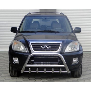 Кенгурятник WT003 (нерж.) d50 с трубой для Chery Tiggo 1