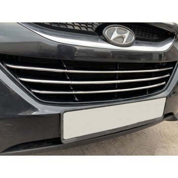 Полоски на решетку радиатора (3 шт, нерж) для Hyundai IX-35 2010-2015 гг