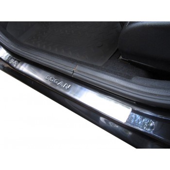 Накладки на пороги OmsaLine (4 шт, нерж.) для Renault Logan I 2008-2013 гг