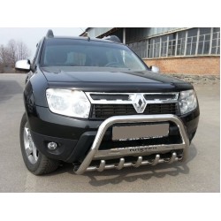 Кенгурятник с надписью WT004 (нерж.) для Dacia Duster 2008-2018 гг
