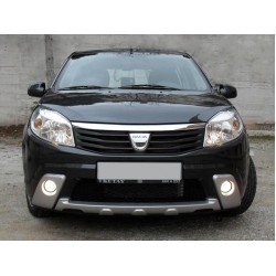 Накладки на передний бампер (3 шт, под покраску) для Dacia Sandero 2007-2013 гг