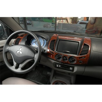 Накладки на панель (13 деталей) Карбон для Mitsubishi L200 2006-2015 гг