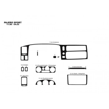 Накладки на панель (1996-2002) Дерево для Mitsubishi Pajero Sport